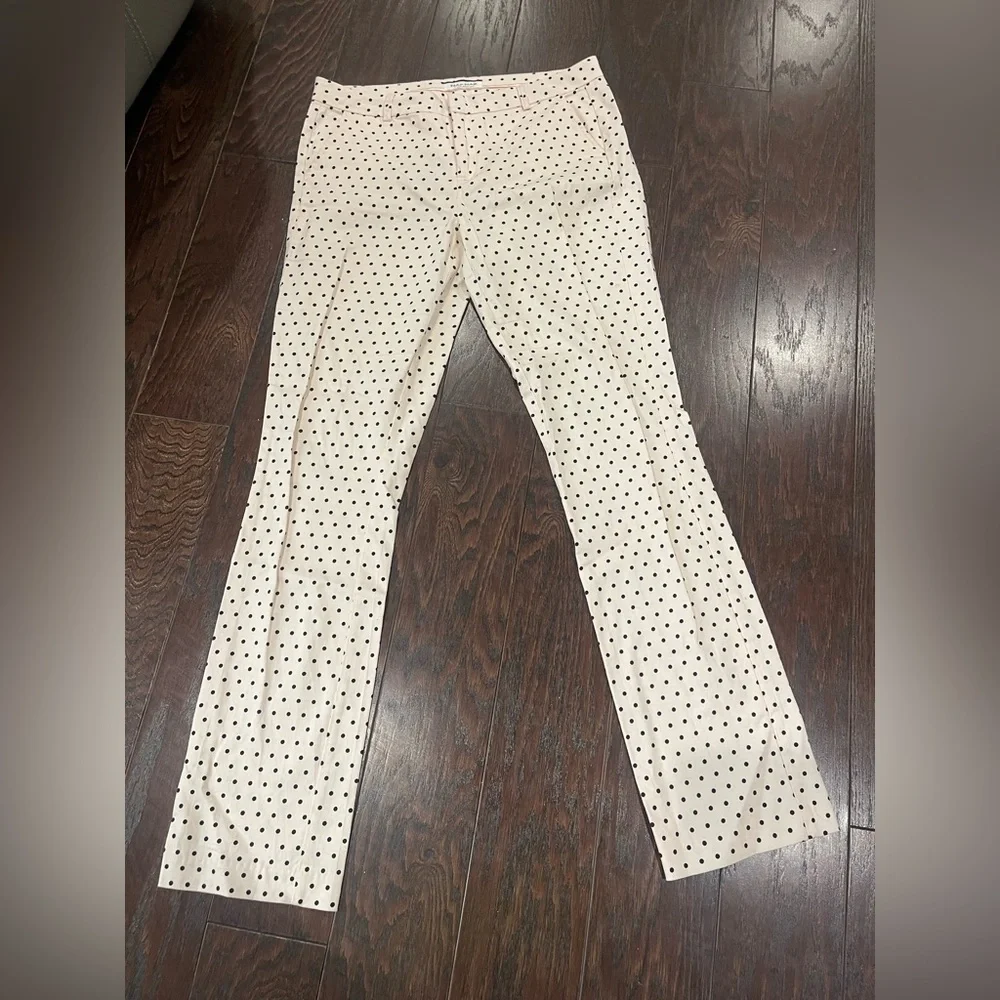 Naf Naf Women Pink Black Polka Dot Print Pant Size 12 Office Weekend Travel
